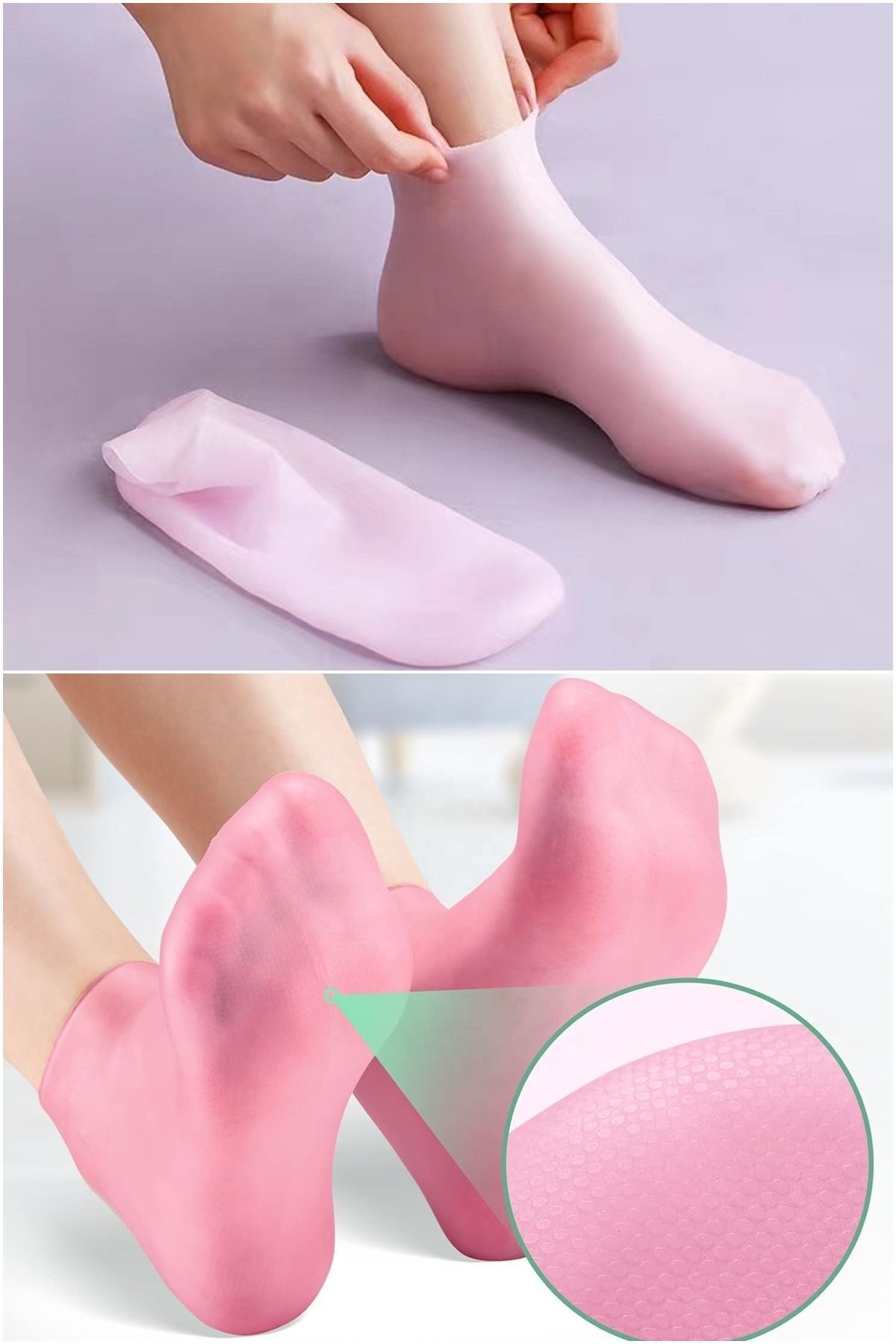 Gece Boyunca Ayaklarınızı Besleyip Nemlendiren Elastik Yapılı Silikon Destekli Bakım Çorapları