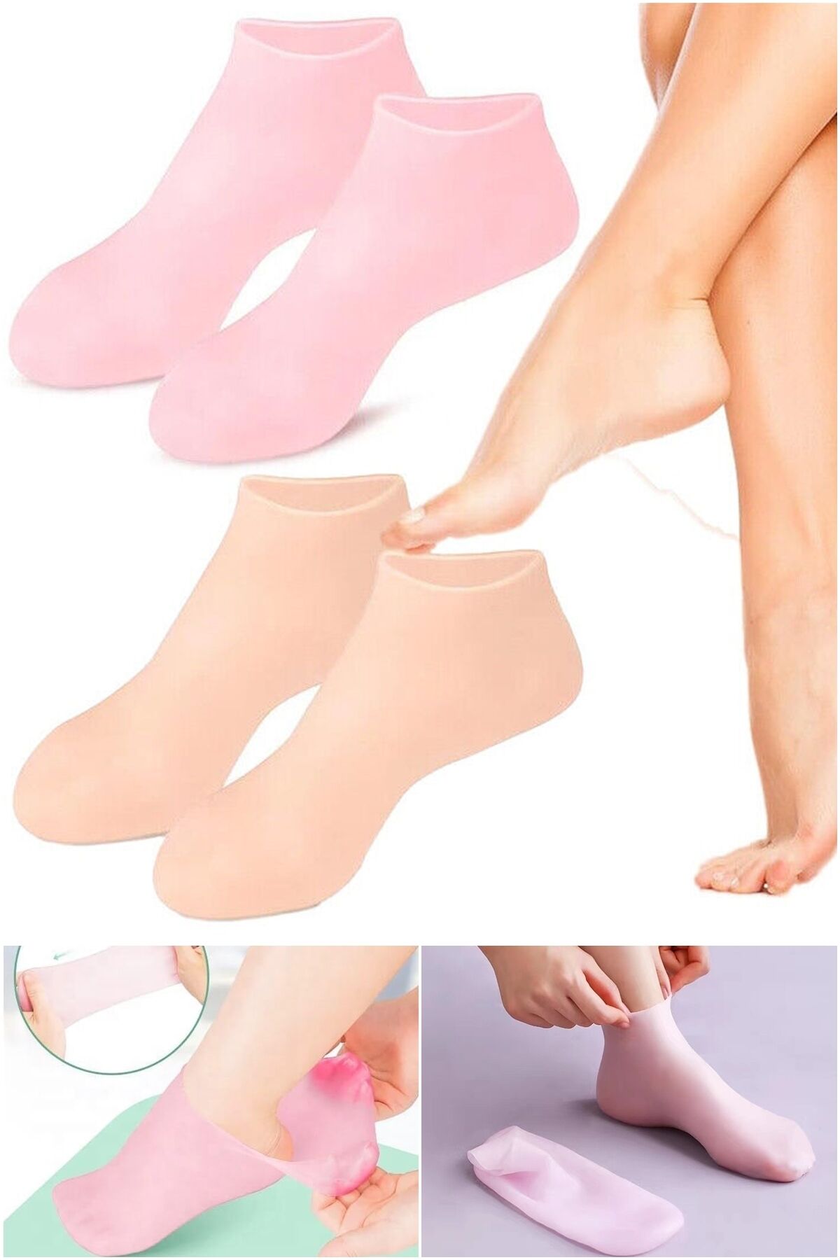 Gece Boyunca Ayaklarınızı Besleyip Nemlendiren Elastik Yapılı Silikon Destekli Bakım Çorapları