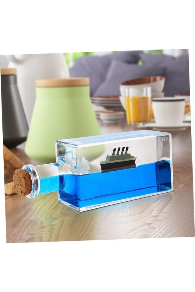 Mavi Su Akvaryum Şişe Şeklinde Batmayan Titanik Gemi Sevgiliye Hediye