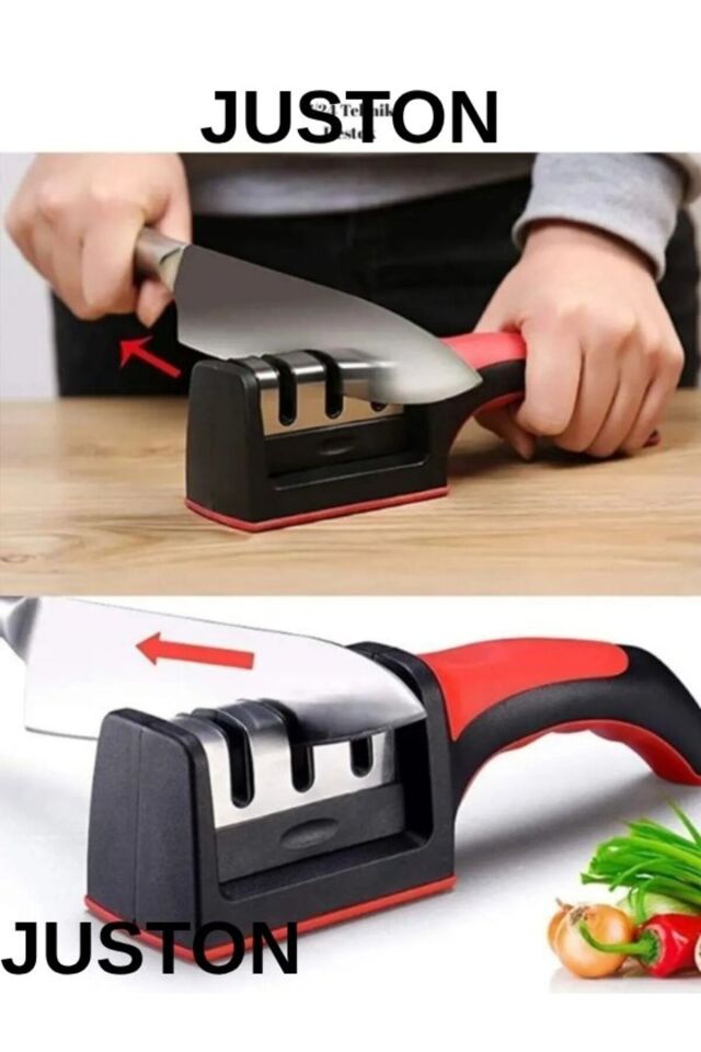 Juston Bıçak Bileyici 3 Açılı Elmas Tungsten Çelik El Bıçakları Bileme Aleti