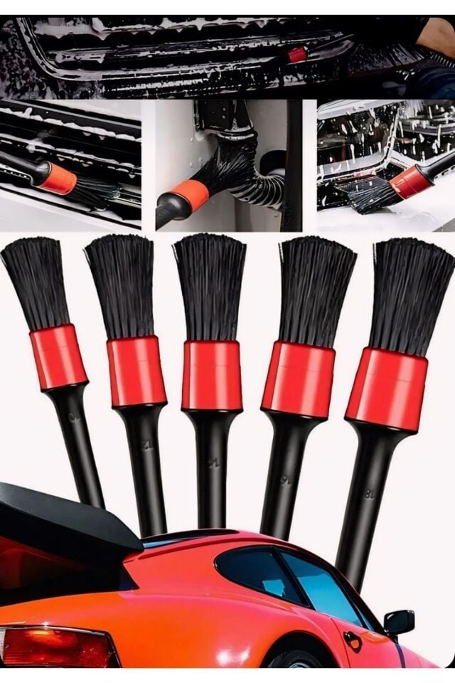 Araba Oto Araç Detaylı Temizlik Fırça Seti 5'li Oto Araba Yıkama Klima Temizleme Fırça Takımı
