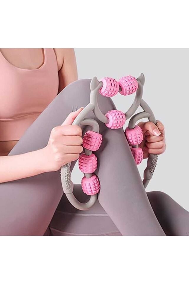 Kas Gevşetici Masaj Aleti 9 Tekerlekli Ayarlanabilir Lenf Drenaj Rulosu Bacak Kol Selülit