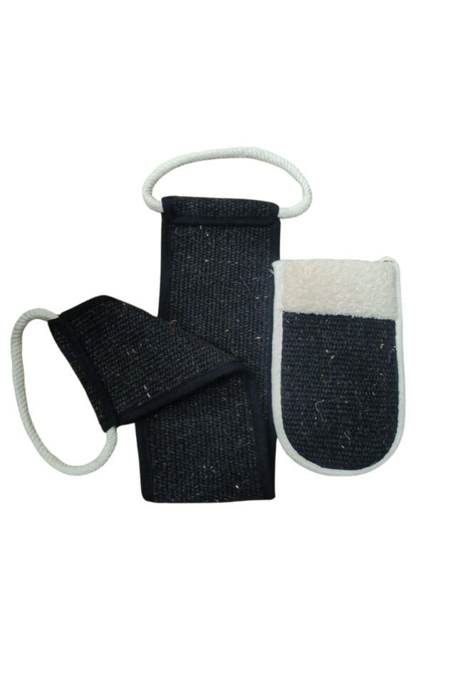 2'Li Doğal Keçi Kılı Banyo Sırt Lifi Ve El Kesesi Set %100 Doğal Kıl Masaj Ve Kir Çıkarma