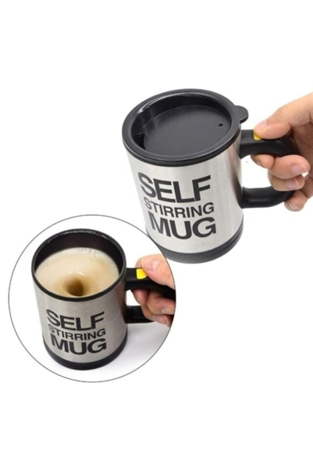 Kendi Kendini Karıştıran Mikser Kupa Termos Bardak; Self Stirring Mug - Yeşil