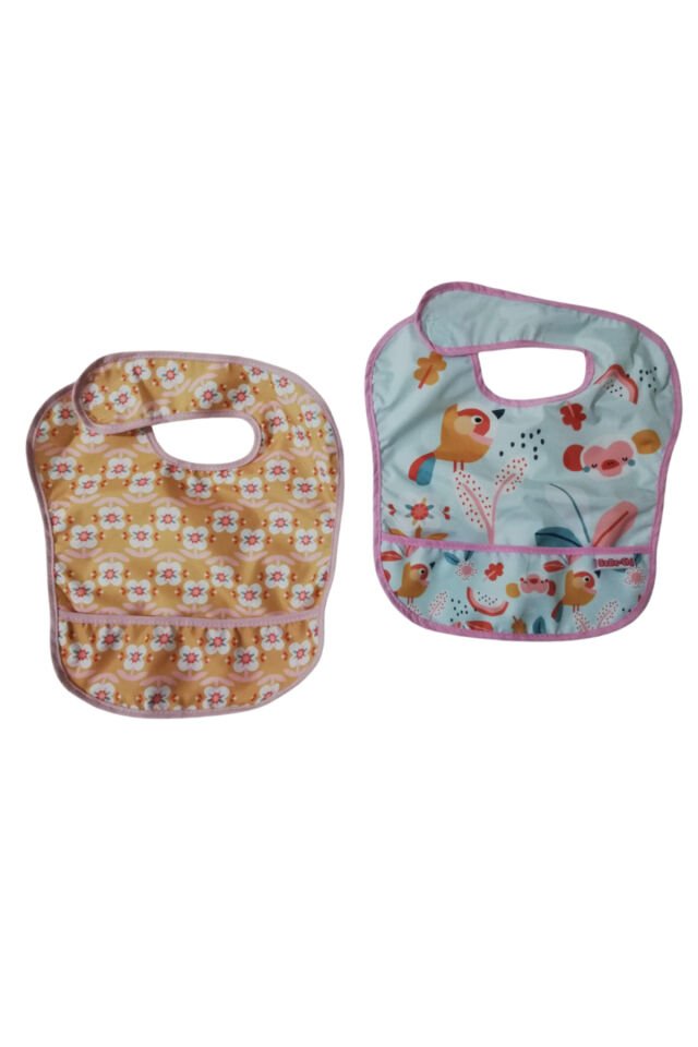 Sevimli Figürlü Sıvı Geçirmez Arkadan Cırtlı Mama Önlüğü