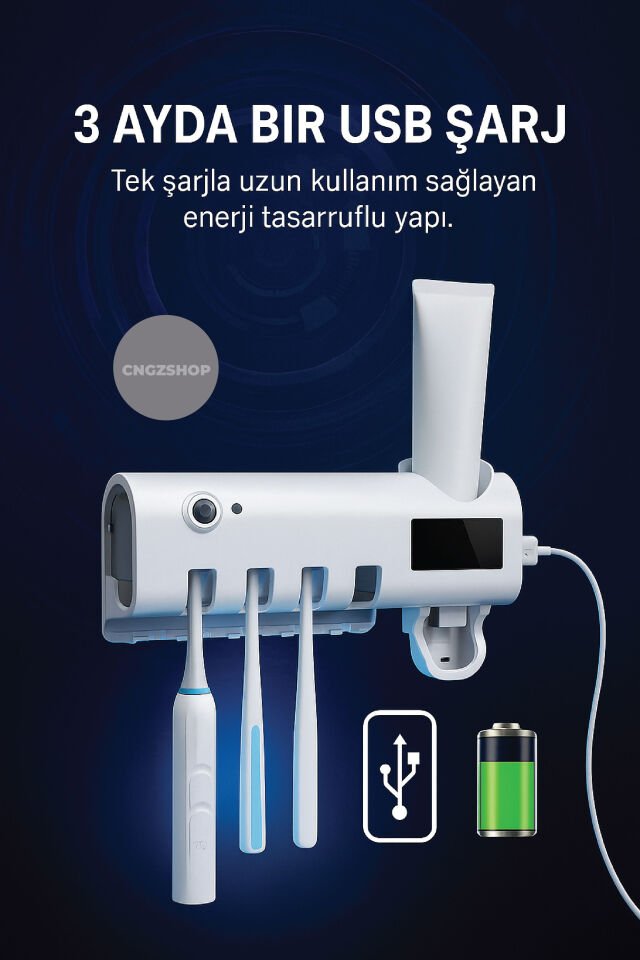 4’lü Diş Fırçası Sterilizasyon Seti – Otomatik Macun Sıkacağı