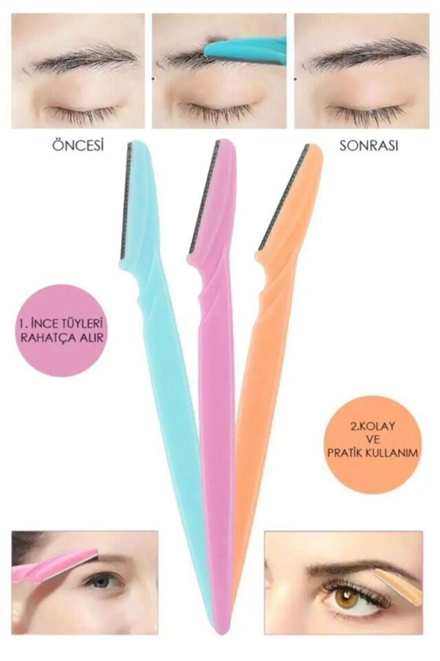 Yeni Sezon Ergonomik Tahriş Etmez Tüy Yüz Epilasyon Aleti Bıyık Alma 3'lü Set Kaş Yüz Tıraş Usturası