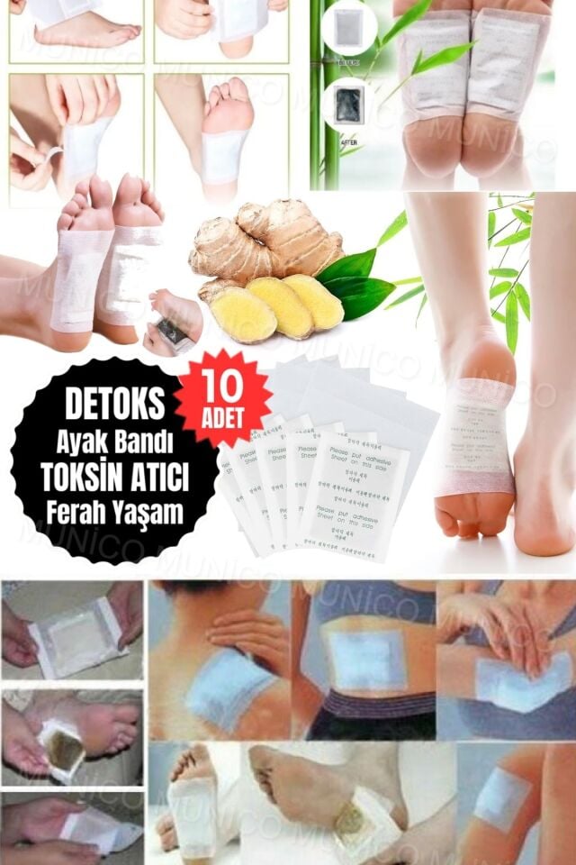 10 Adet Detoks Ayak Bakım Pedi Uyku İyileştirici Stres Azaltıcı Vücut Temizleyici Bandı Kan Dolaşımı