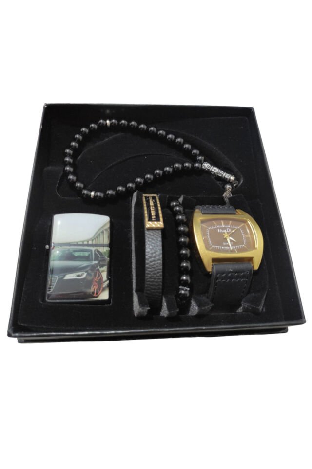 Sevgililer Günü Hediye Seti Saat & 2 Bileklik & Zippo Çakmak & Tesbih Özel Hediye Kutusunda