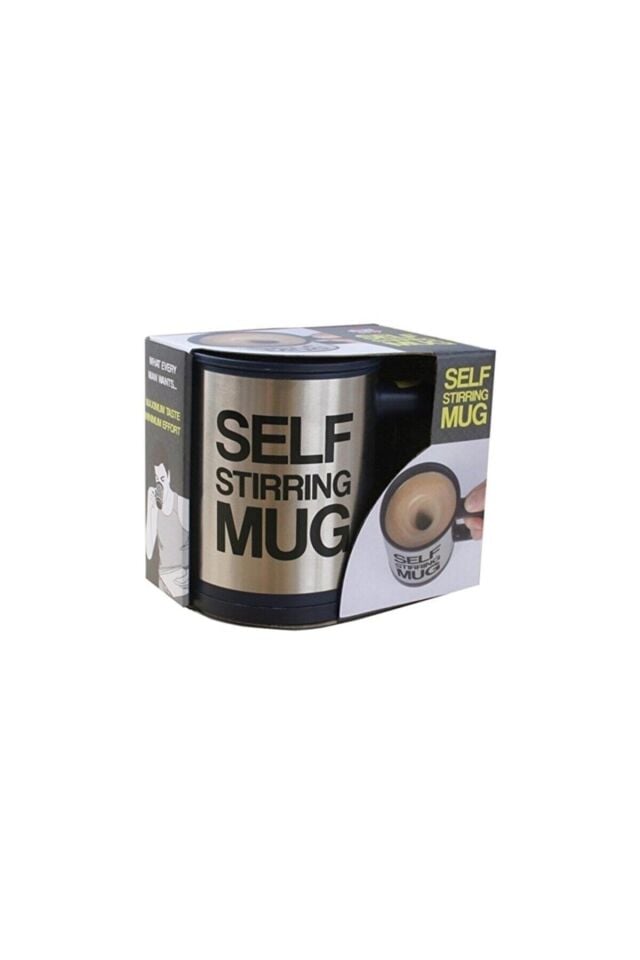 Kendi Kendini Karıştıran Mikser Kupa Termos Bardak Self Stirring Mug - Siyah