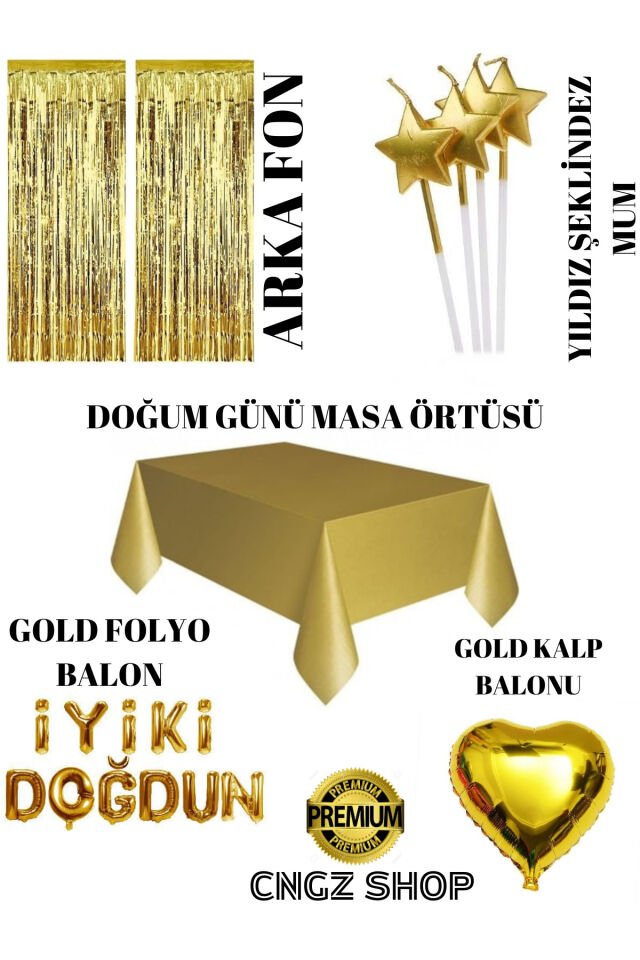 Büyüleyici Doğum Günü Koleksiyonu Gold Folyo Balon Seti