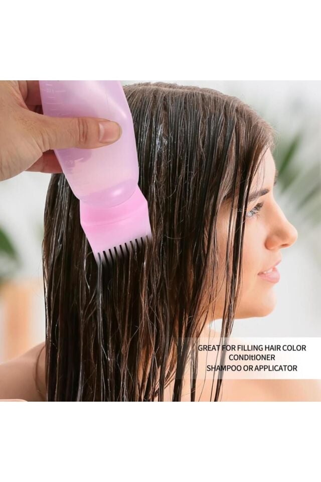 Taraklı Saç Boyama Şişesi Kolay Pratik Saç Diplerine Bakım Yağı Uygulama Aparatı 1 Adet