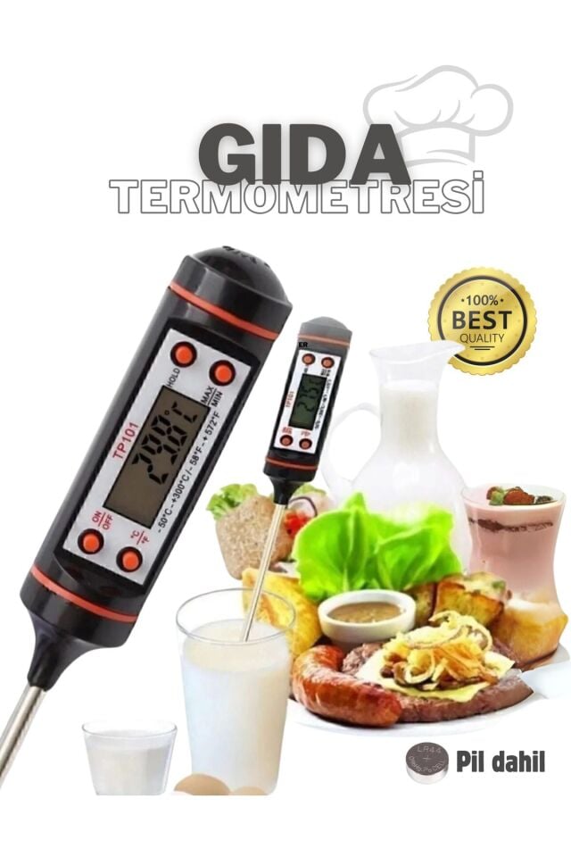 Gıda Et Su Süt Sıcaklık Ölçer Termometresi Yiyecek Sıvı Gıda Isı Ölçüm Pasta Malzemeleri