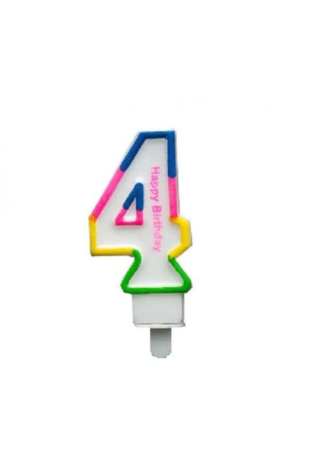 4 Yaş Rengarenk Rakam Mum Sayı Mumu Konsept Doğum Günü Pasta Mumu Yaş Mumu 8 Cm