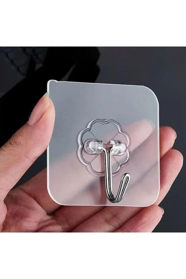 5 Adet Şeffaf Güçlü Kendinden Yapışkanlı Kapı Duvar Askıları Ağır Yük Taşıma