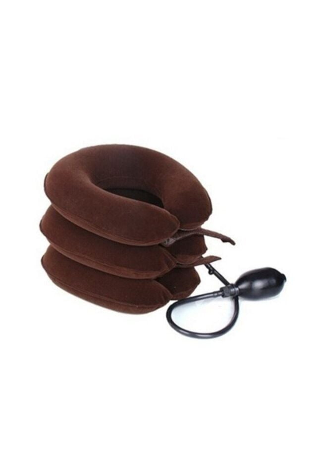 3 Katlı Şişme Ayarlanabilir Boyun Fıtık Pompalı Seyahat Yastığı