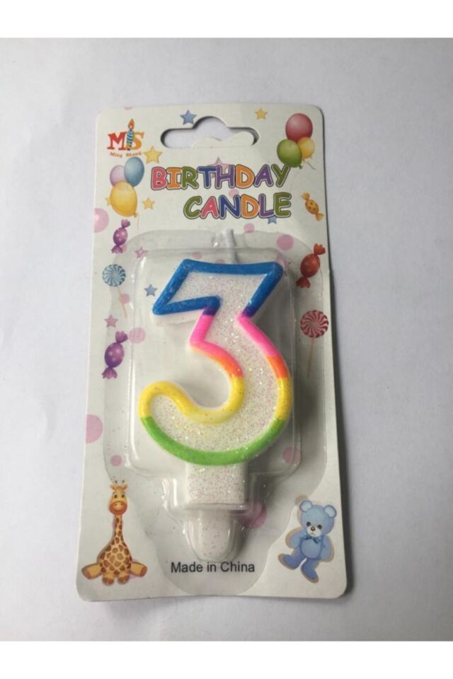3 Yaş Renkli Rakam Mum Parti Malzemesi