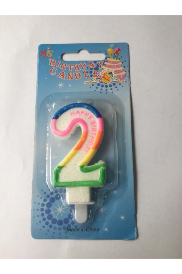 2 Yaş Renkli Rakam Mum Parti Malzemesi