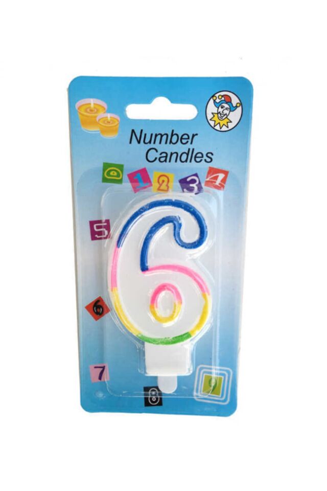 Renkli 6 Yaş Rakam Mum, Doğum Günü Partisi Pasta Malzemesi