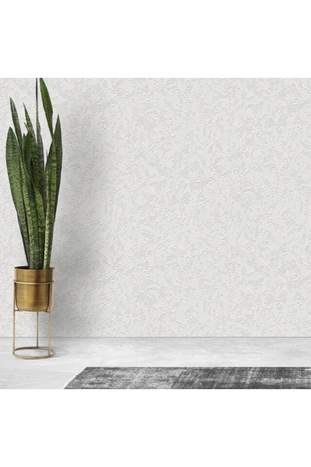 Exclusive 231 Beyaz Kabartmalı Kendinden Desenli Duvar Kağıdı 52 Cm x 10 Metre