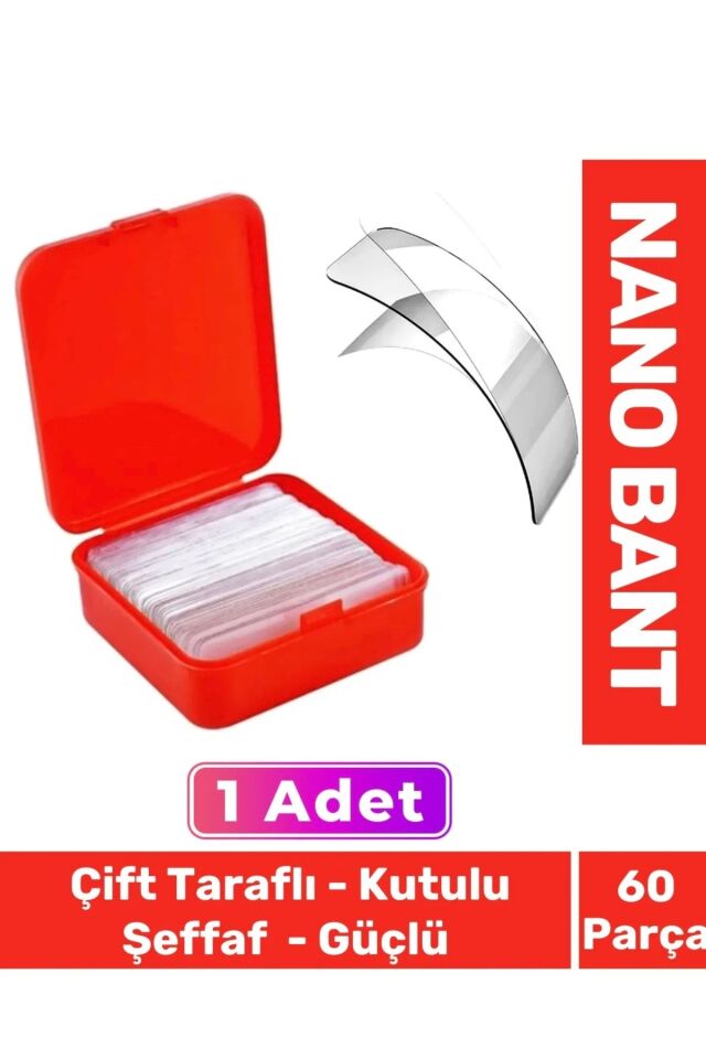 Süper Güçlü Kolay Çıkarılabilir Iz Bırakmayan Çift Taraflı Kutulu Nano Şeffaf 1 Kutu 60 Parça Bant