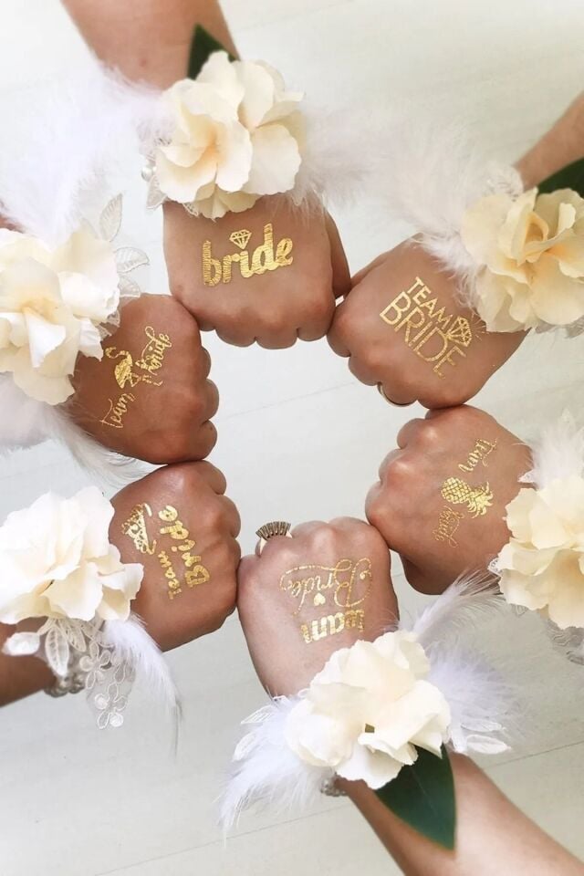 Bride To Be 1 Bride 10 Team Bride Gold Renkli Geçici Dövme Bekarlığa Veda Partisi