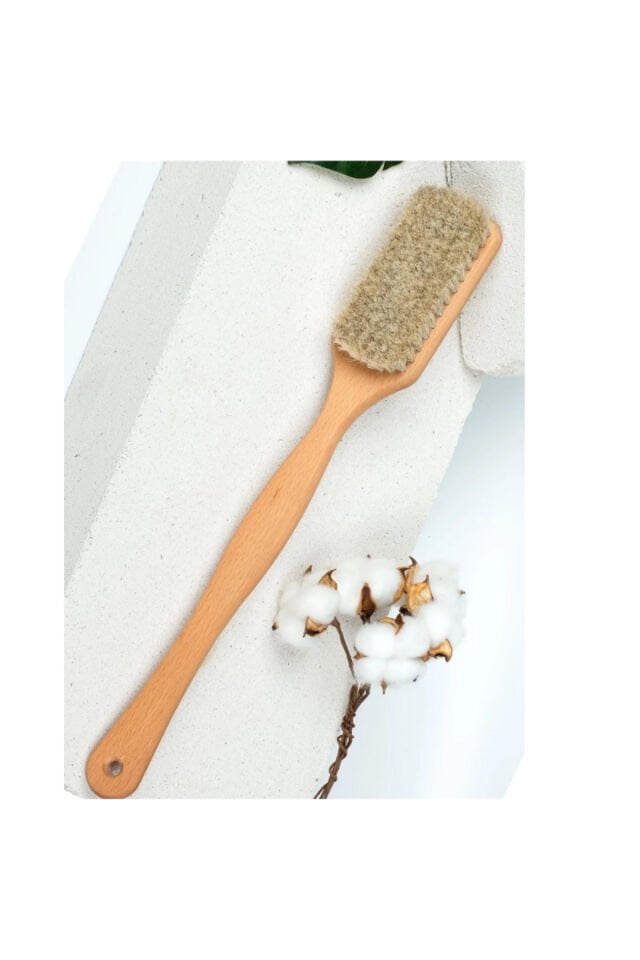 At Kılı Selülit Fırçası Saplı Cilt Bakımı Peeling Yumuşak Kıllı %100 Doğal