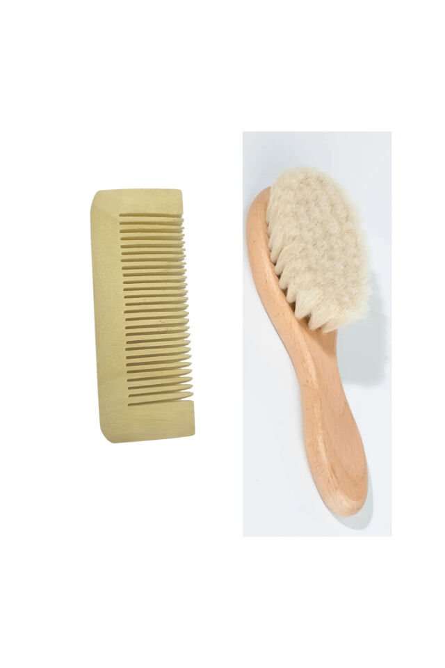 Bebek Saç Fırçası Ve Limon Ağacı Tarak Seti Yeni Doğanlar, Çocuk Doğal Keçi Kılı Tarağı Fırça