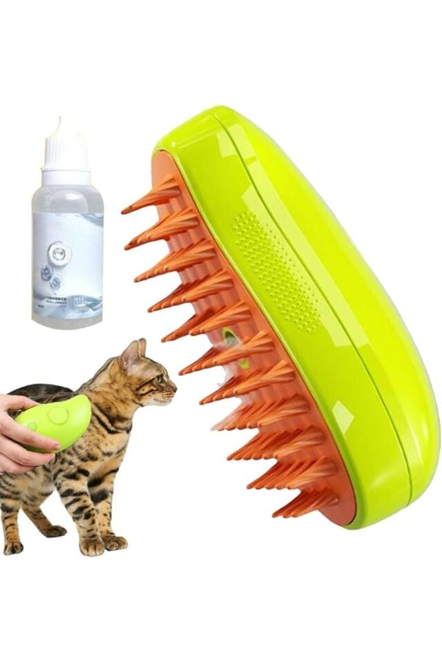 Buharlı Kedi & Köpek Yıkama Fırçası Tarağı USB Şarjlı