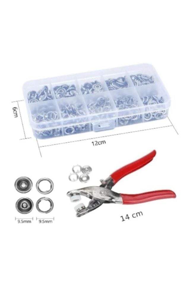 Kutulu Metal Pense 9.5 Mm Çıt Çıt,50 Takım Saklama Kutusu Gömlek Ve Bebe Çıtçıt Montaj Seti