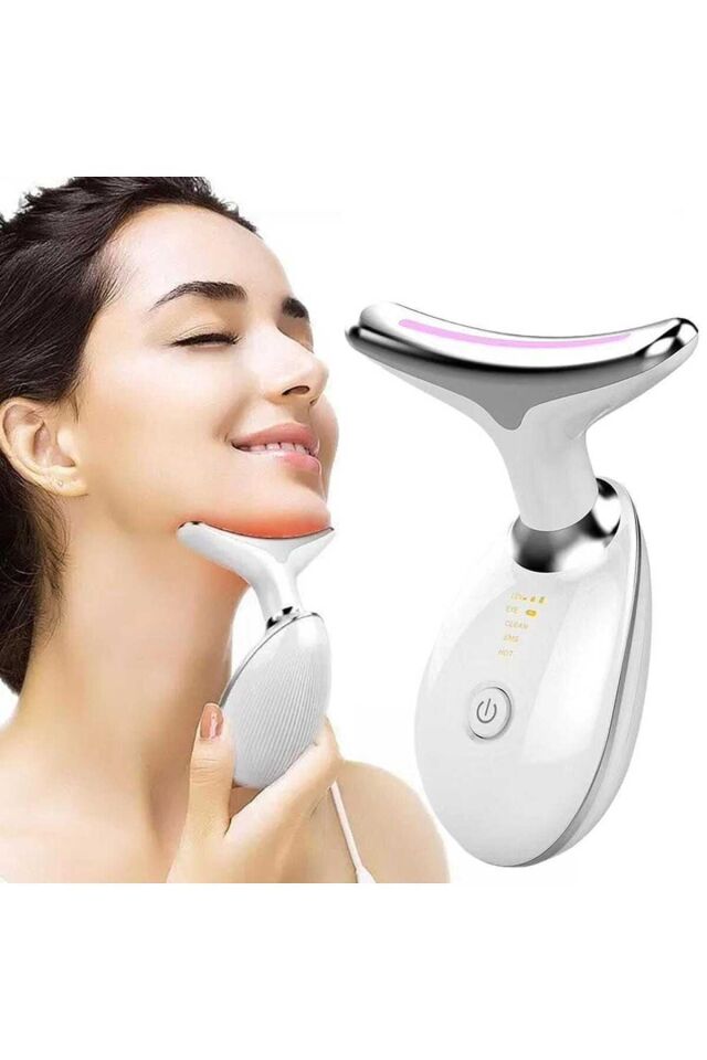 Ems Boyun Yüz Güzellik Cihazı Gıdık Sarkma Kırışık Giderici 7 Işık Led Cilt Bakım Sıcak Masaj Aleti