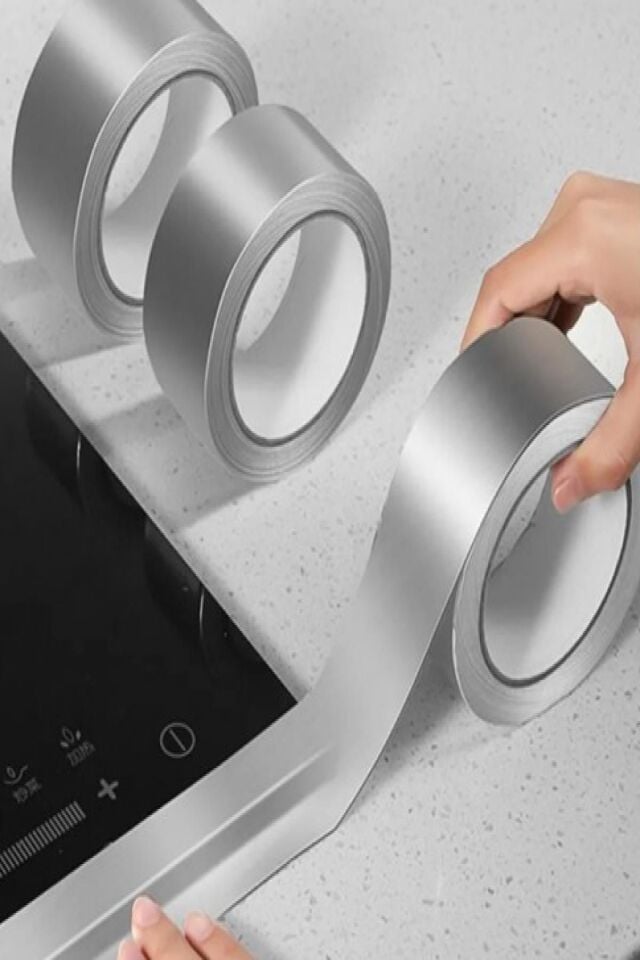 Alüminyum Kendinden Yapışkanlı Su Sızdırmaz Yanmaz Bant Baca Tamir Bandı Ocak Kenarı Tezgah Bant 5mt