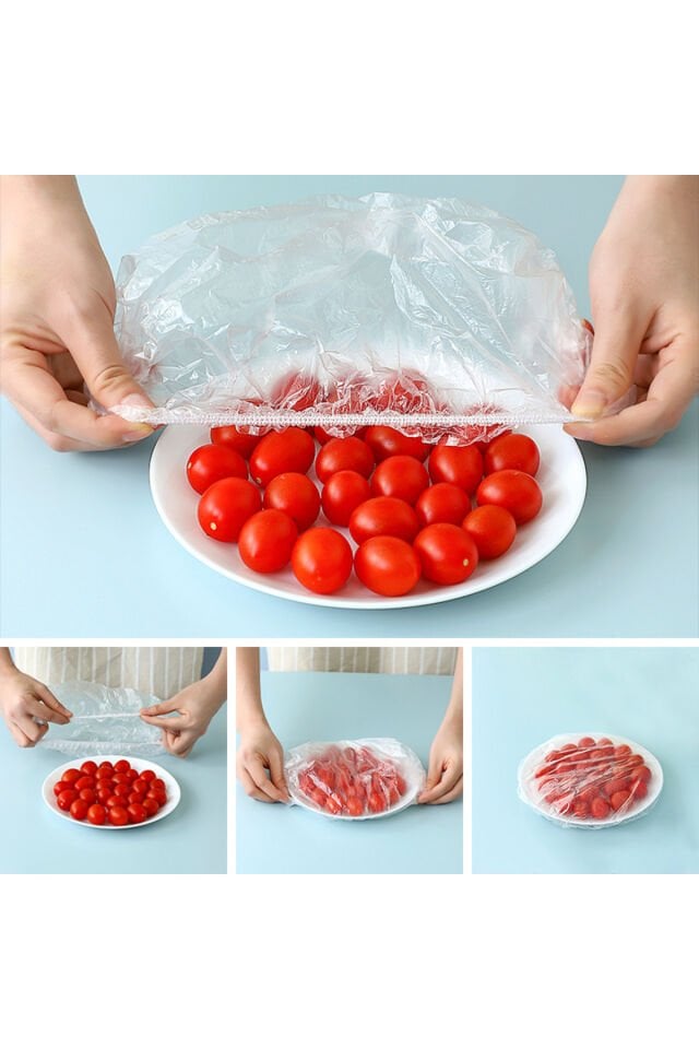 100 Adet Yeniden Kullanılabilir Gıda Saklama Kâse Tabak Tencereler İçin  Ayarlanabilir Gıda Bonesi