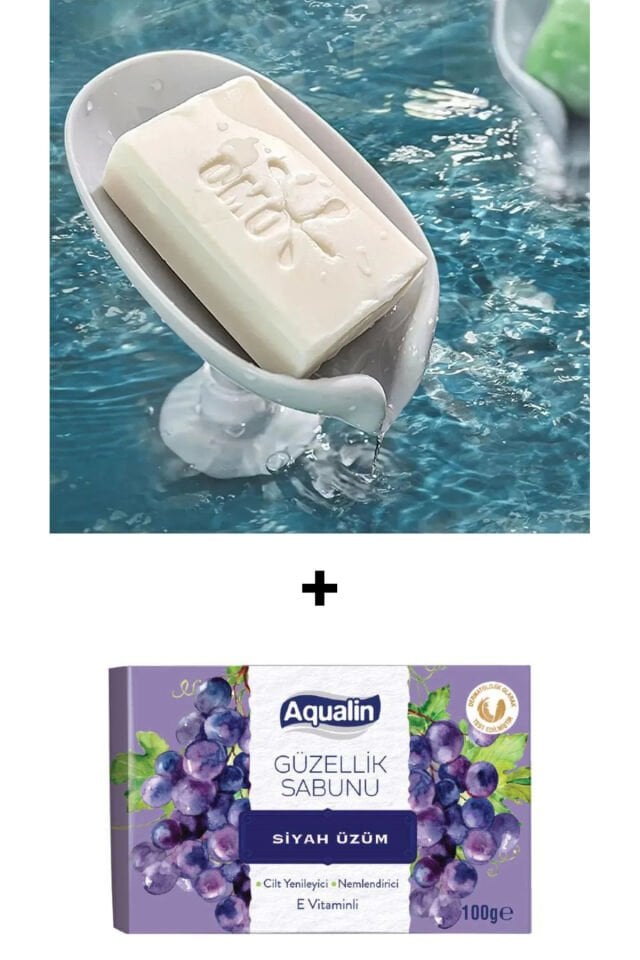 Güzellik Sabunu Siyah Üzüm 100 Gr + Vantuzlu Su Giderli Sabunluk
