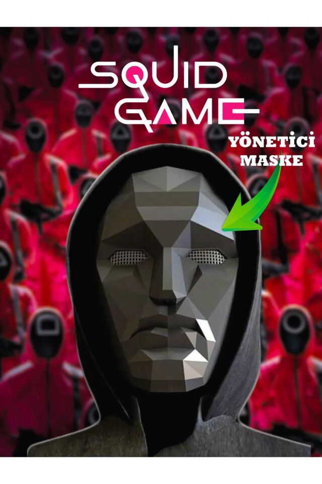 Squid Game - Yönetici Maske - Squid Game Maske (1 ADET) - Siyah Yönetici Maskesi