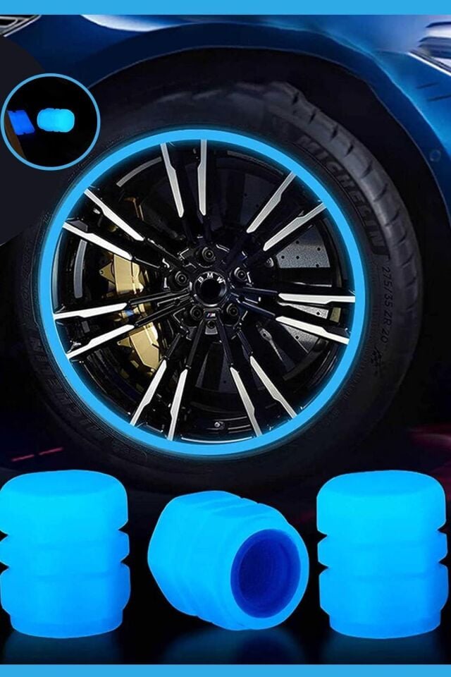 Oto Araba Araç Neon Sibop Kapağı Seti Mavi Renkli Led Lastik Jant Işığı Sibob Takımı 4 Adet Aksesuar