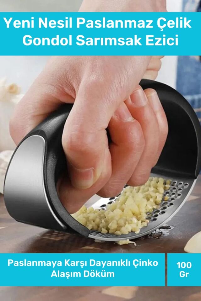 Yeni Nesil Paslanmaz Çelik Pratik Mutfak Sarımsak Rendesi Kolay Kullanımlı Gondol Sarımsak Ezici