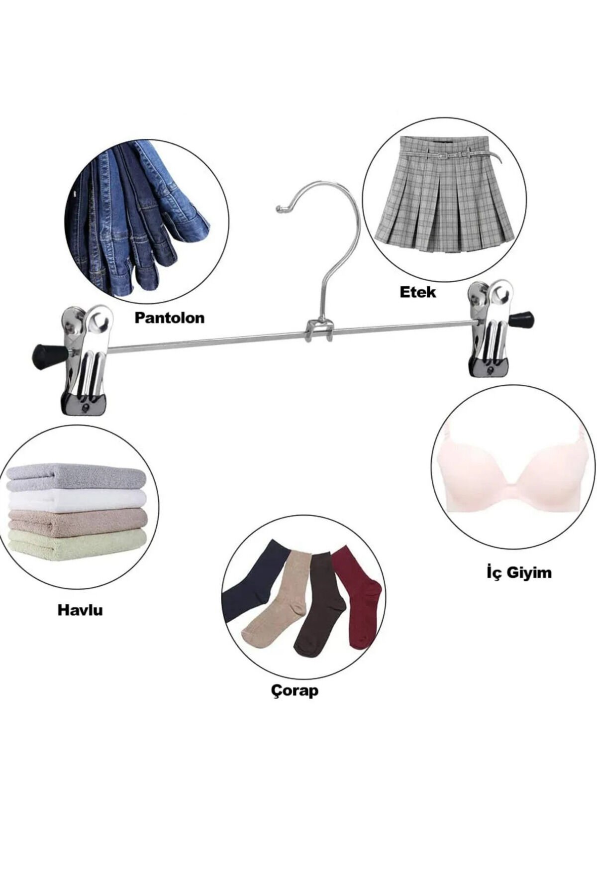 2 Adet Metal Etek Pantolon Sütyen Çorap Gömlek Palto Kravat Bebek Askısı