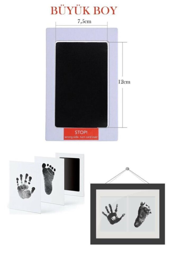 Bebek El Ve Ayak Izi Büyük Boy Anı Seti Mürekkepsiz Temassız Baskı Kiti Siyah Renk