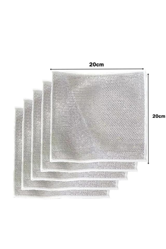 5 Adet Çok Fonksiyonlu Çizmeyen Tel Bulaşık Bezi Bulaşık Havlusu Bulaşık Temizlik Ovma Bezi (4396)