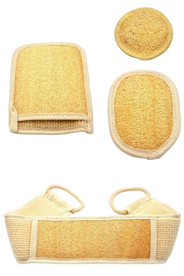 Doğal Kabak Lifi 4'lü Banyo Hamam Kese Seti (YÜZ VÜCUD SIRT) Set4