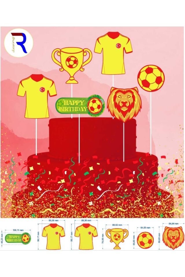 Pasta üstü figür süsleri (sarı kırmızı Temalı doğum günü pasta kürdanı )