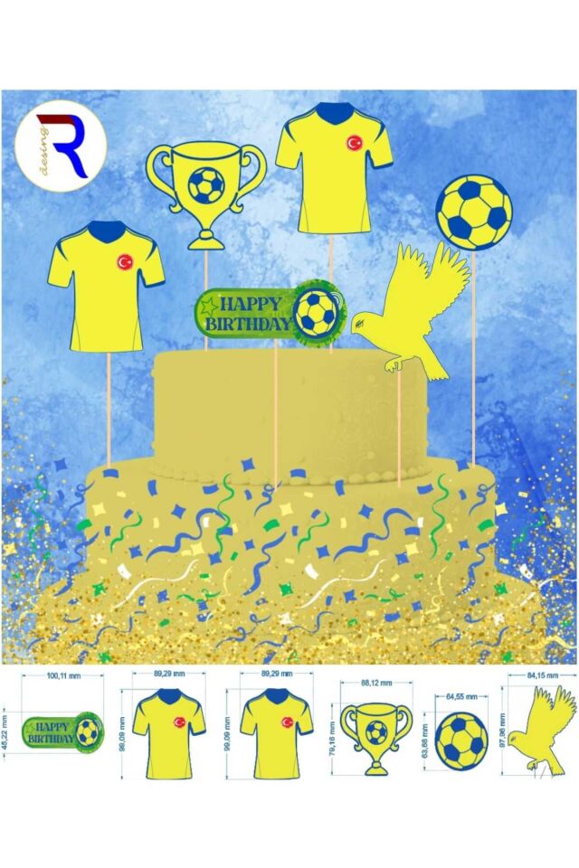 Pasta üstü figür süsleri (  sarı lacivert Temalı doğum günü pasta kürdanı )