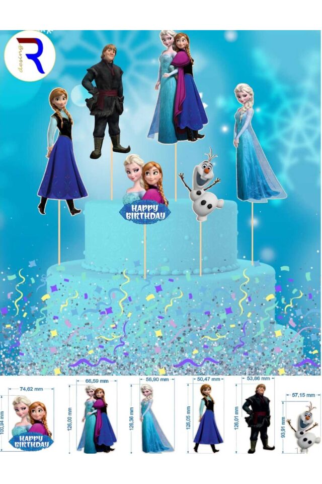 Pasta üstü figür süsleri (Karlar ülkesi Frozen Elsa Temalı doğum günü pasta kürdanı )