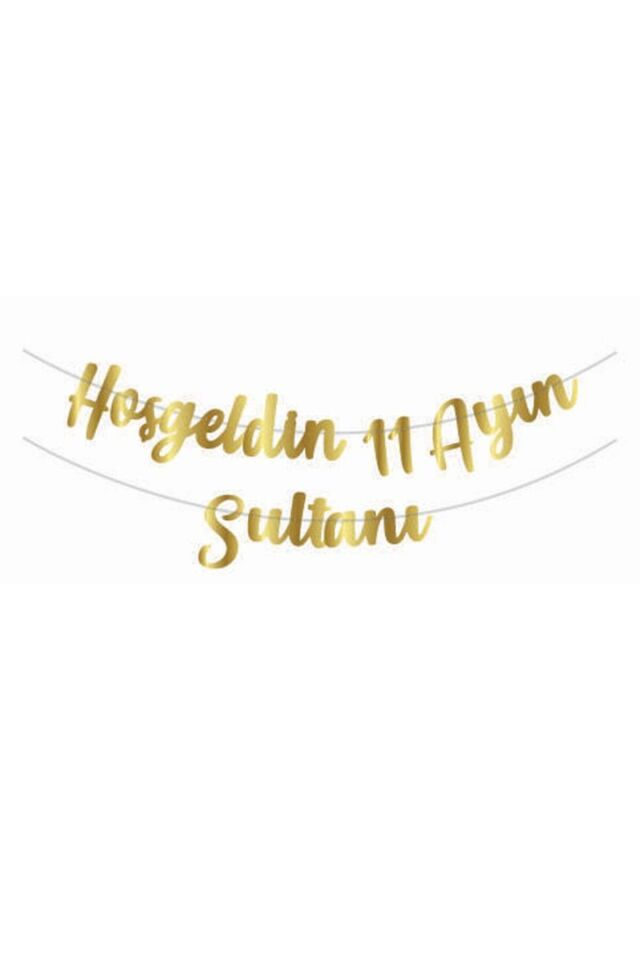 Ramazan Temalı Hoşgeldin 11 Ayın Sultanı Yazılı Kaligrafi Altın Renk Kağıt Asma Süsü 210 C