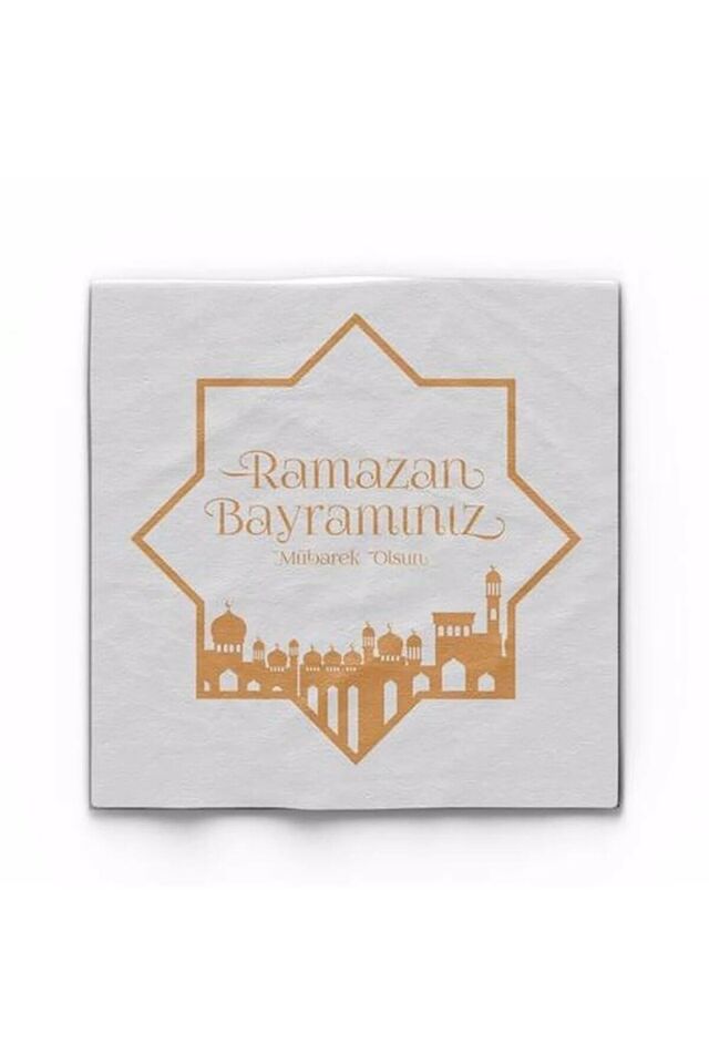 Yaldızlı Peçete Beyaz Ramazan Bayram Gold 16'lı