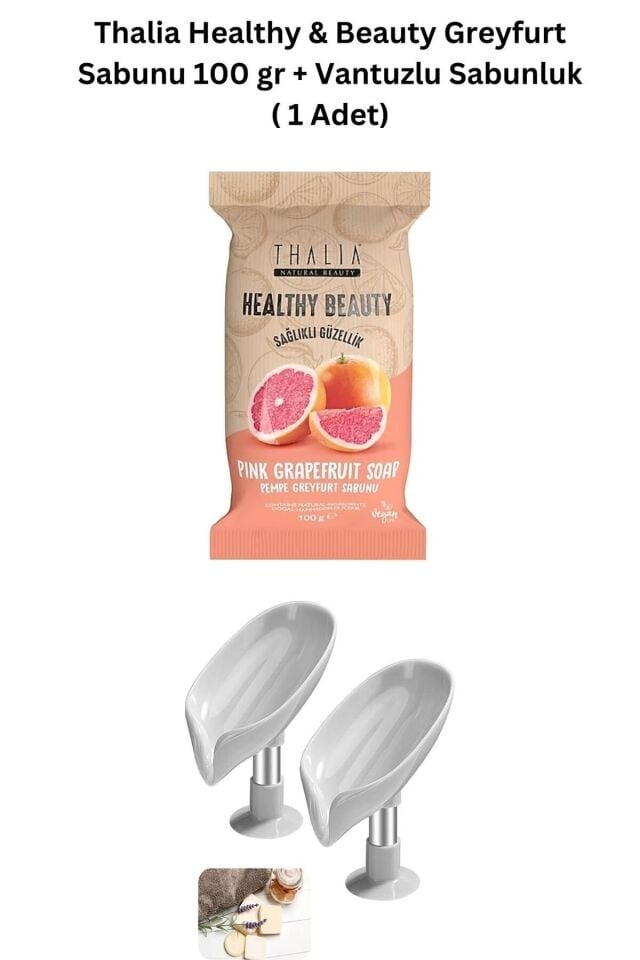 Healthy & Beauty Greyfurt Sabun 100 gr, Vantuzlu Su Giderli Sabunluk Set