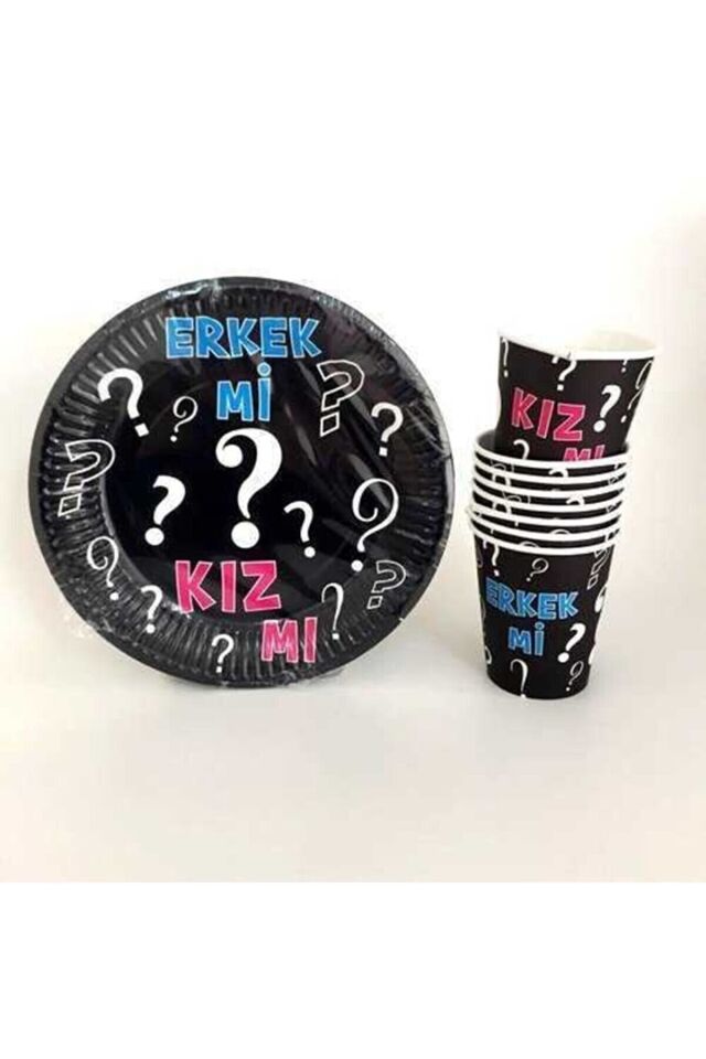 Cinsiyet Belirleme Partisi Kız Mı ? Erkek Mi? 8 Adet Tabak 8 Adet Bardak
