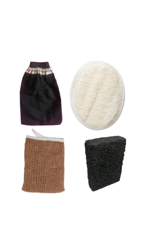 Doğal Kabak Lifli Kese,keten Vücut Lifi,lastikli Kese (ÖLÜ DERİLERİ ALIR) Volkanik Taş Hamam Set