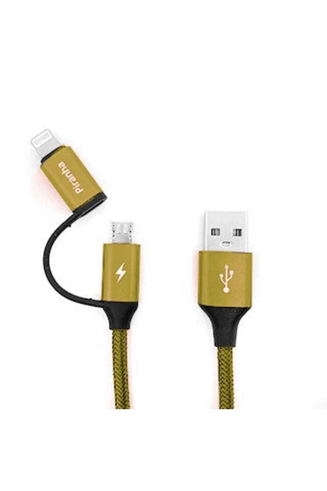 3352 Dual USB Kablo Sarı Yüksek Hızlı Şarj Kablosu